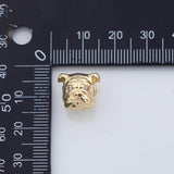 18K Gold PVD Bulldog Dog Charm Pitbull Bead centerpiece with eyes 11x13mm 1 piece - Tarnish Resistant