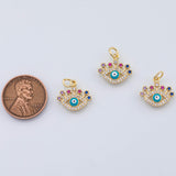 18K Gold PVD Evil Eye Charm Enamel Multicolor Pendant Charms 11x14mm - Tarnish Resistant