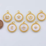 18K Gold PVD Mother of Pearl Charms Butterfly Star Sun Heart Moon Cross 17mm - Tarnish Resistant