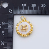 18K Gold PVD Mother of Pearl Charms Butterfly Star Sun Heart Moon Cross 17mm - Tarnish Resistant