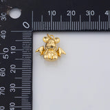 18K Gold PVD teddy bear mouse rabbit charm with bat wings 14x16mm - Tarnish Resistant