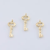18K Gold PVD key charm 11x22mm pendant charms - Tarnish Resistant