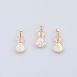 18K Gold PVD Guitar charm mother of pearl - Tarnish Resistant