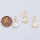 18K Gold PVD Guitar charm mother of pearl - Tarnish Resistant