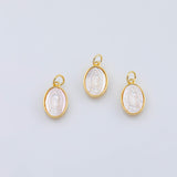 18K Gold PVD Mother Mary Maria Charm Mother of Pearl charm - Tarnish Resistant