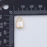 18K Gold PVD Lock charm mother of pearl charm - Tarnish Resistant