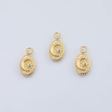 18K Gold pvd Moon oval charm - Tarnish Resistant