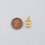 18K Gold PVD Present box bottle charm - Tarnish Resistant