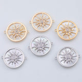 18K Gold PVD Mother of pearl sun connector charm Charms - Tarnish Resistant
