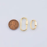 18K Gold PVD carabiner screw clasp 14x25mm screw clasp oval , interlocking oval clasp, oval shaped clasps, gold, - Tarnish Resistant