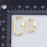 18K Gold PVD carabiner screw clasp 14x25mm screw clasp oval , interlocking oval clasp, oval shaped clasps, gold, - Tarnish Resistant
