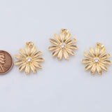 18K Gold PVD Flower Daisy Charm Flower 23mm Charm Pendant Charms - Tarnish Resistant