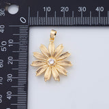 18K Gold PVD Flower Daisy Charm Flower 23mm Charm Pendant Charms - Tarnish Resistant