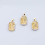 18K Gold PVD sun burst sunburst charm 13x20mm rectangle charms pendant charms - Tarnish Resistant