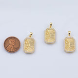 18K Gold PVD sun burst sunburst charm 13x20mm rectangle charms pendant charms - Tarnish Resistant