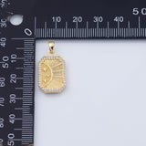 18K Gold PVD sun burst sunburst charm 13x20mm rectangle charms pendant charms - Tarnish Resistant