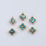 18K Gold PVD real abalone flower connector charm 11.2mm charms connectors - Tarnish Resistant