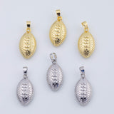 18K Gold PVD Football Charm American Rugby Ball Team Sport Player Game Fan Charm Pendant charm AA1333 11x19mm - Tarnish Resistant