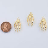 18K Gold PVD Skeleton Hs Bone Halloween Charm 13x26mm Pendant Charms - Tarnish Resistant