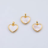 18K Gold PVD Heart Charm Mother of Pearl 16x17mm Pendant Charms - Tarnish Resistant