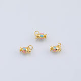 18K Gold PVD Cy Wrapper Charm 7x11mm Pink Blue Enamel Pendant Charms - Tarnish Resistant