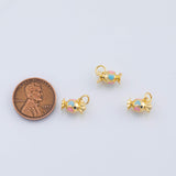 18K Gold PVD Cy Wrapper Charm 7x11mm Pink Blue Enamel Pendant Charms - Tarnish Resistant