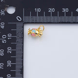 18K Gold PVD Cy Wrapper Charm 7x11mm Pink Blue Enamel Pendant Charms - Tarnish Resistant