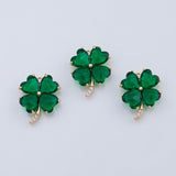 18K Gold PVD green clover charm 21x18mm lucky four leaf clover n1764 - Tarnish Resistant