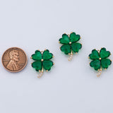 18K Gold PVD green clover charm 21x18mm lucky four leaf clover n1764 - Tarnish Resistant