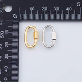 18K Gold PVD Carabiner Screw Clasp, Screw Clasp Oval , Interlocking Oval Clasp, Oval Shaped Clasps, Gold, 10x20mm - Tarnish Resistant