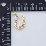 18K Gold PVD horseshoe pendant micro , cubic zirconia horse shoe charm lucky charm pendant component | aa1349 25x20mm - Tarnish Resistant