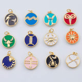 18K Gold PVD enamel zodiac charm horoscopes aries taurus gemini cancer leo virgo libra scorpio sagittarius capricorn aquarius pisces 15mm -