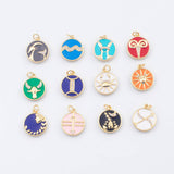 18K Gold PVD enamel zodiac charm horoscopes aries taurus gemini cancer leo virgo libra scorpio sagittarius capricorn aquarius pisces 15mm -