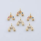 18K Gold PVD tiny rainbow charm, gold pendant charm, mini charms clear colorful stone ah-082 14x14mm - Tarnish Resistant
