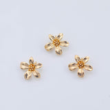 18K Gold PVD flower charm with open ring 15mm 5 petal flower charms pendant charms - Tarnish Resistant