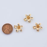 18K Gold PVD flower charm with open ring 15mm 5 petal flower charms pendant charms - Tarnish Resistant