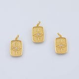 18K Gold PVD evil eye charm egyptian eye of horus rectangle pendant charms 14x23mm - Tarnish Resistant