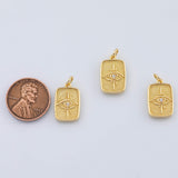 18K Gold PVD evil eye charm egyptian eye of horus rectangle pendant charms 14x23mm - Tarnish Resistant