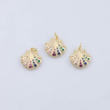 18K Gold pvd clam shell oyster charm 16mm multicolor - Tarnish Resistant