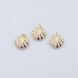 18K Gold PVD clam shell oyster charm 16mm multicolor - Tarnish Resistant