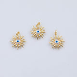 18K Gold PVD evil eye sun burst charm 18mm pendant charms - Tarnish Resistant