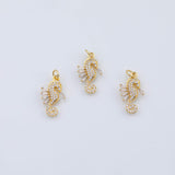 18K Gold PVD Mini Cubic Sea Horse Charm, Dainty Seahorse Micro Pendant under the sea Animal Charm Inspired E342 11x20mm - Tarnish Resistan