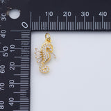 18K Gold PVD Mini Cubic Sea Horse Charm, Dainty Seahorse Micro Pendant under the sea Animal Charm Inspired E342 11x20mm - Tarnish Resistan