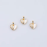 18K Gold PVD Shell Pearl Heart Charms Pendant Earring Charm H785 11x12mm - Tarnish Resistant