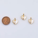 18K Gold PVD Shell Pearl Heart Charms Pendant Earring Charm H785 11x12mm - Tarnish Resistant