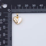 18K Gold PVD Shell Pearl Heart Charms Pendant Earring Charm H785 11x12mm - Tarnish Resistant