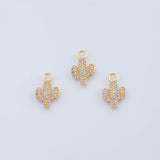 18K Gold PVD Cactus Charm 11x16mm - Tarnish Resistant