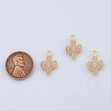 18K Gold PVD Cactus Charm 11x16mm - Tarnish Resistant