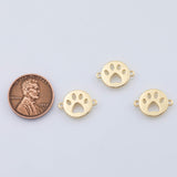 18K Gold PVD Dog Paw Connector charm - Tarnish Resistant