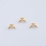 18K Gold PVD Love Heart Charm H Gesture Charm Supplies E372 10mm x 14.4mm x 4.5mm - Tarnish Resistant
